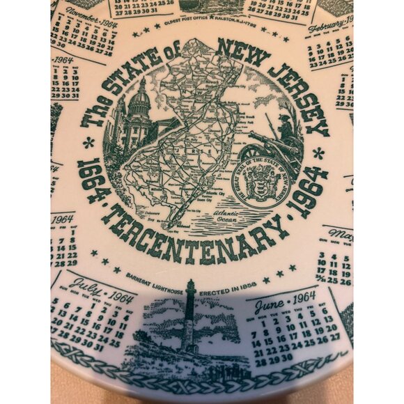 New Jersey Tercentenary 1964 Commemorative Plate Ceramic 10” Vtg 1192-S Collect. - Picture 2 of 6